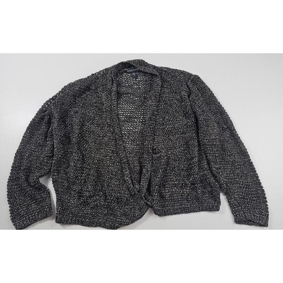 Eileen fisher sz M linen metallic blend black whimsigoth classy layering sweater - Picture 4 of 7